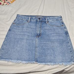 Just USA 100% Cotton Denim Mini Skirt Raw Hem Sz Large